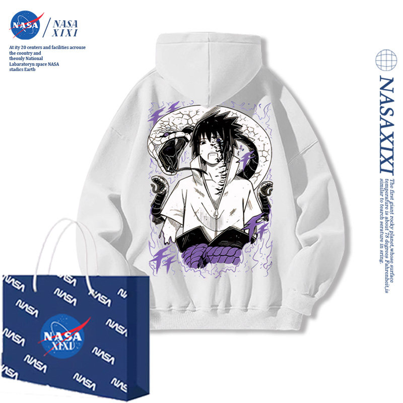 NASA火影忍者动漫联名卫衣男连帽秋季鸣人佐助博人周边衣服外套棉