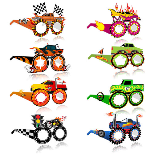 怪兽卡车主题派对眼镜 monster truck大脚车儿童生日拍照道具装饰