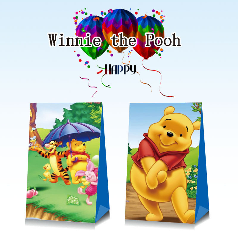 小熊维尼主题节日生日派对聚会用品卡通糖果礼品袋手提袋包装纸袋