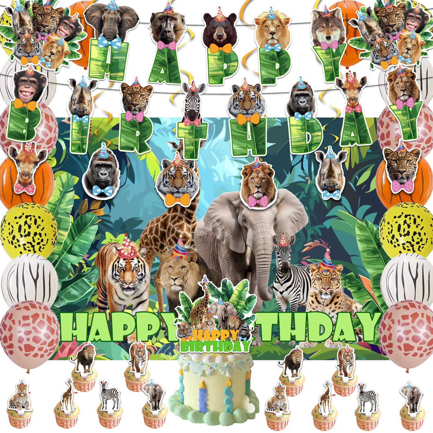 丛林动物主题派对装饰拉旗气球背景布蛋糕插排森林动物派对布置品,节庆用品/礼品,节日装扮用品,淘宝优惠券,粉丝福利购,淘宝优惠卷