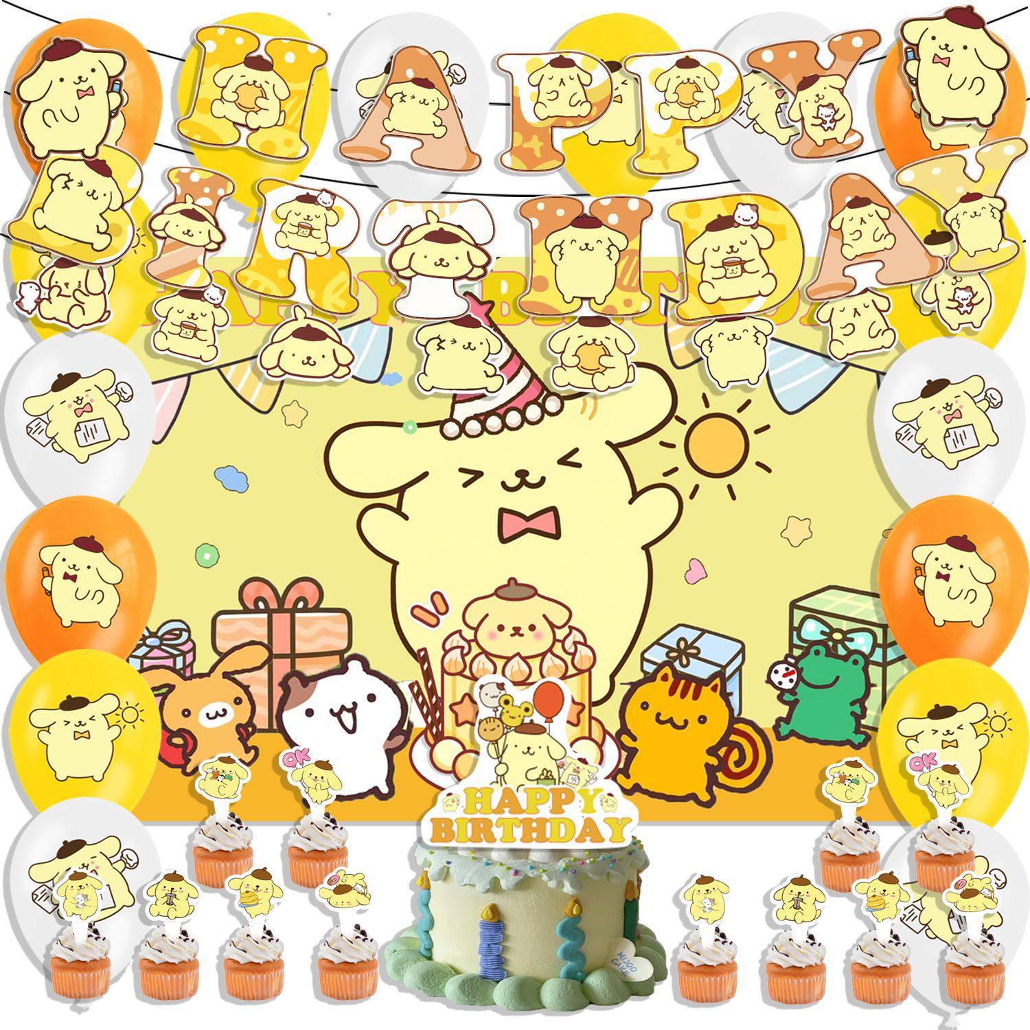 布丁狗生日主题派对装饰布置用品 Pom Purin横幅插旗背景布气球,节庆用品/礼品,节日装扮用品,淘宝优惠券,粉丝福利购,淘宝优惠卷