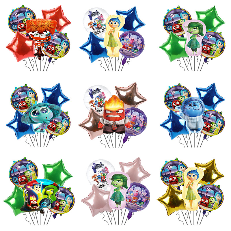 头脑特工队生日装饰铝膜气球儿童卡通乐乐怒怒焦焦背景墙场景布置