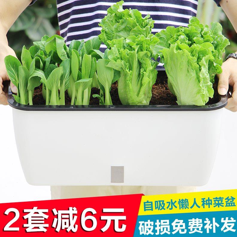 家庭长方形阳台种菜花盆室外蔬菜种植庭院花槽懒人自吸水塑料花盆