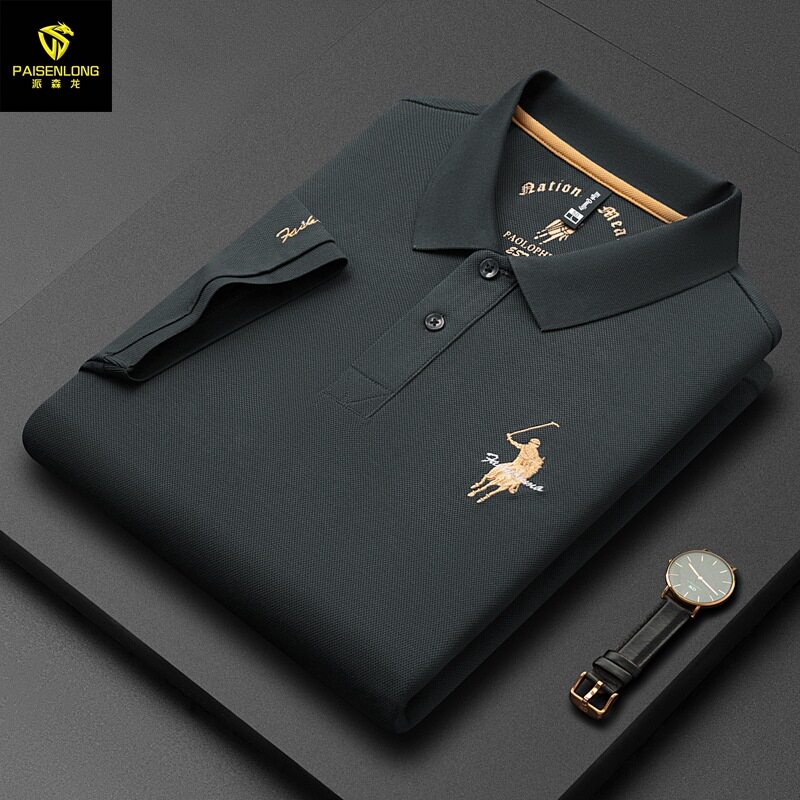 HYSEN派森龙春夏翻领丝光棉男士短袖T恤polo衫商务休闲中年POLO