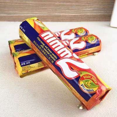 德国进口 nimm2二宝夹心果汁糖儿童维他命糖香橙柠檬味网红糖果