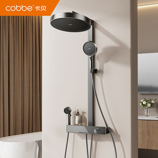 卡贝汉斯枪灰淋浴花洒套装家用全铜卫浴洗澡沐浴器全套一整套喷头