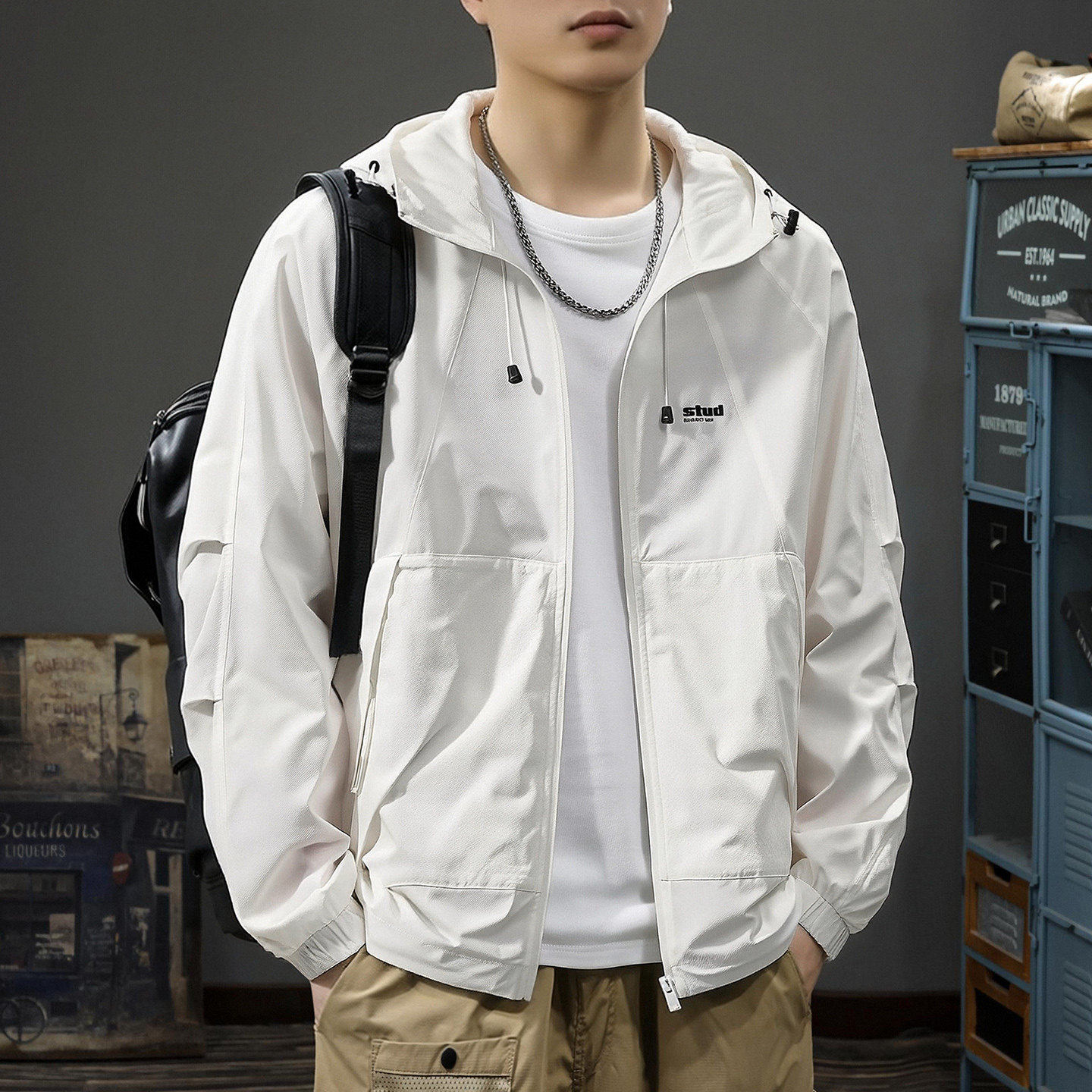 夏季UPF50+轻薄凉感防晒衣男2026新款户外防紫外线男士透气皮肤衣