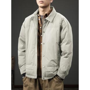 冬季新款90鸭绒轻薄羽绒服男2025爆款棉服高级感翻领保暖棉袄外套