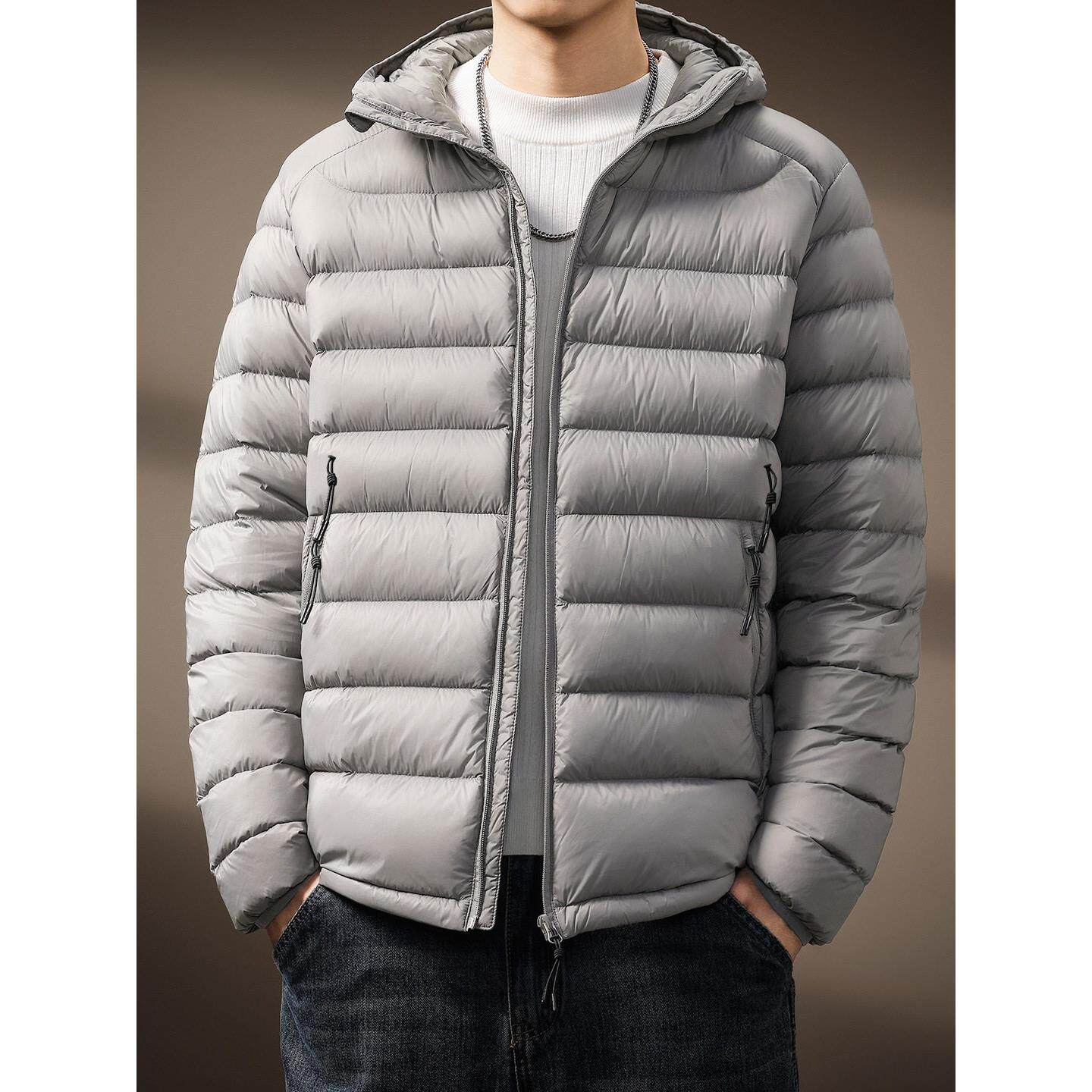 高端轻量化高充绒排骨羽绒服男冬季90白鸭绒连帽保暖内胆外套上衣