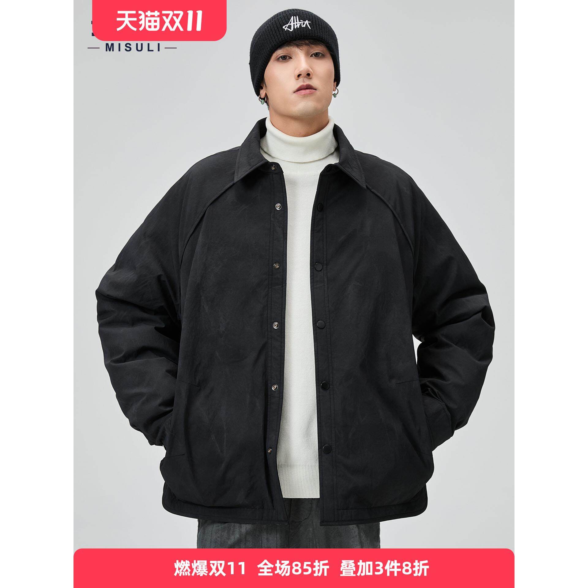 90鸭绒翻领羽绒服男秋冬轻薄宽松保暖外套高级感痞帅休闲抗寒夹克