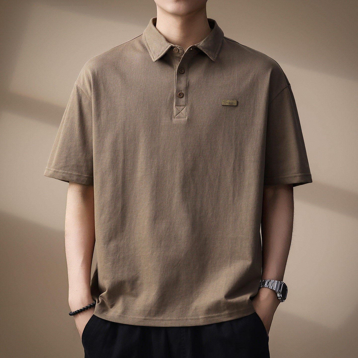 高端简约轻熟风纯棉短袖Polo衫男士夏季新款潮牌纯色宽松翻领T恤