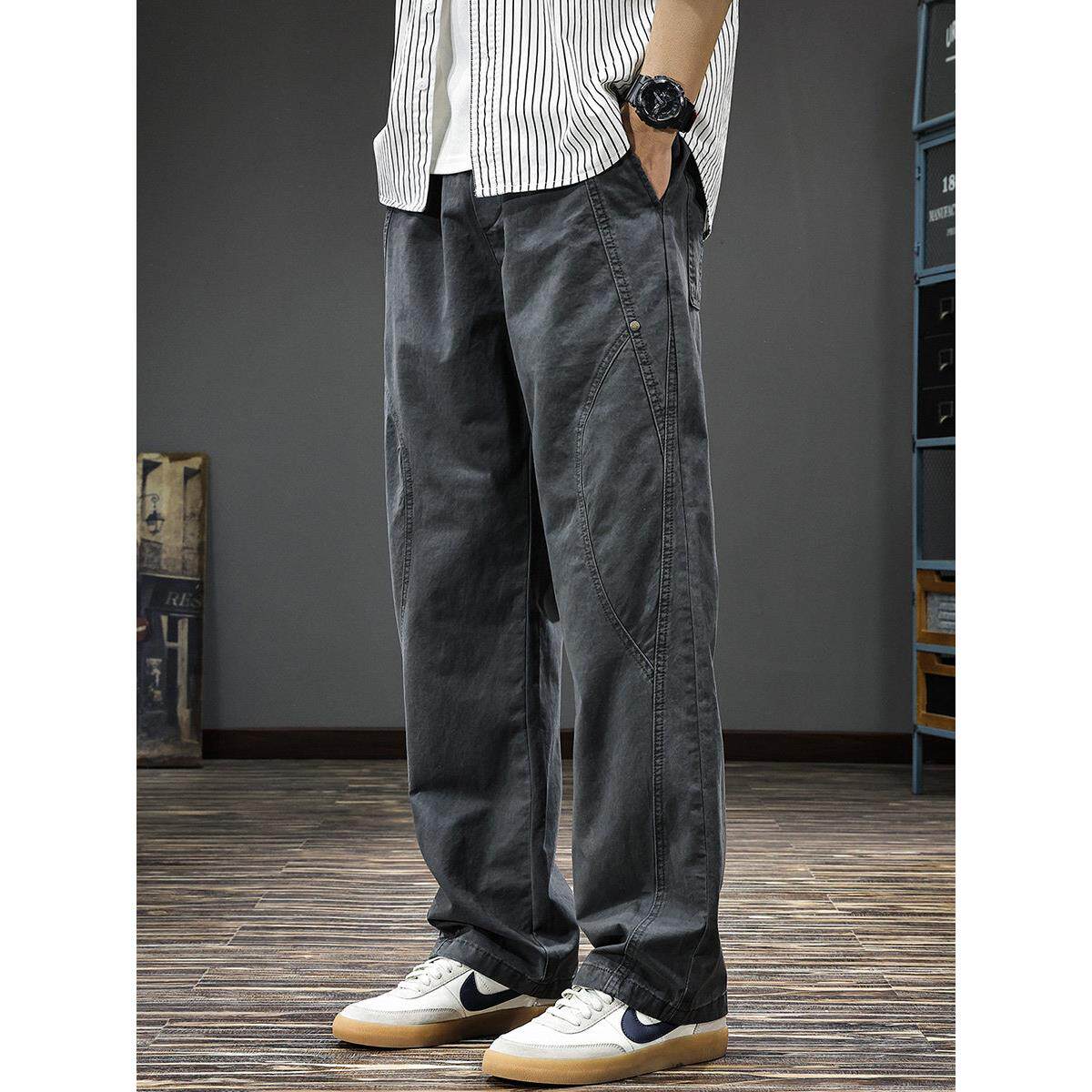 美式爆款工装2026男士休闲春季新款裤子宽松直筒裤男款流行长裤