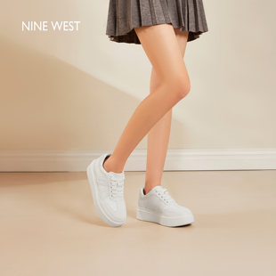 增高真皮休闲运动板鞋 Nine 女2025秋冬新款 玖熙厚底小白鞋 West
