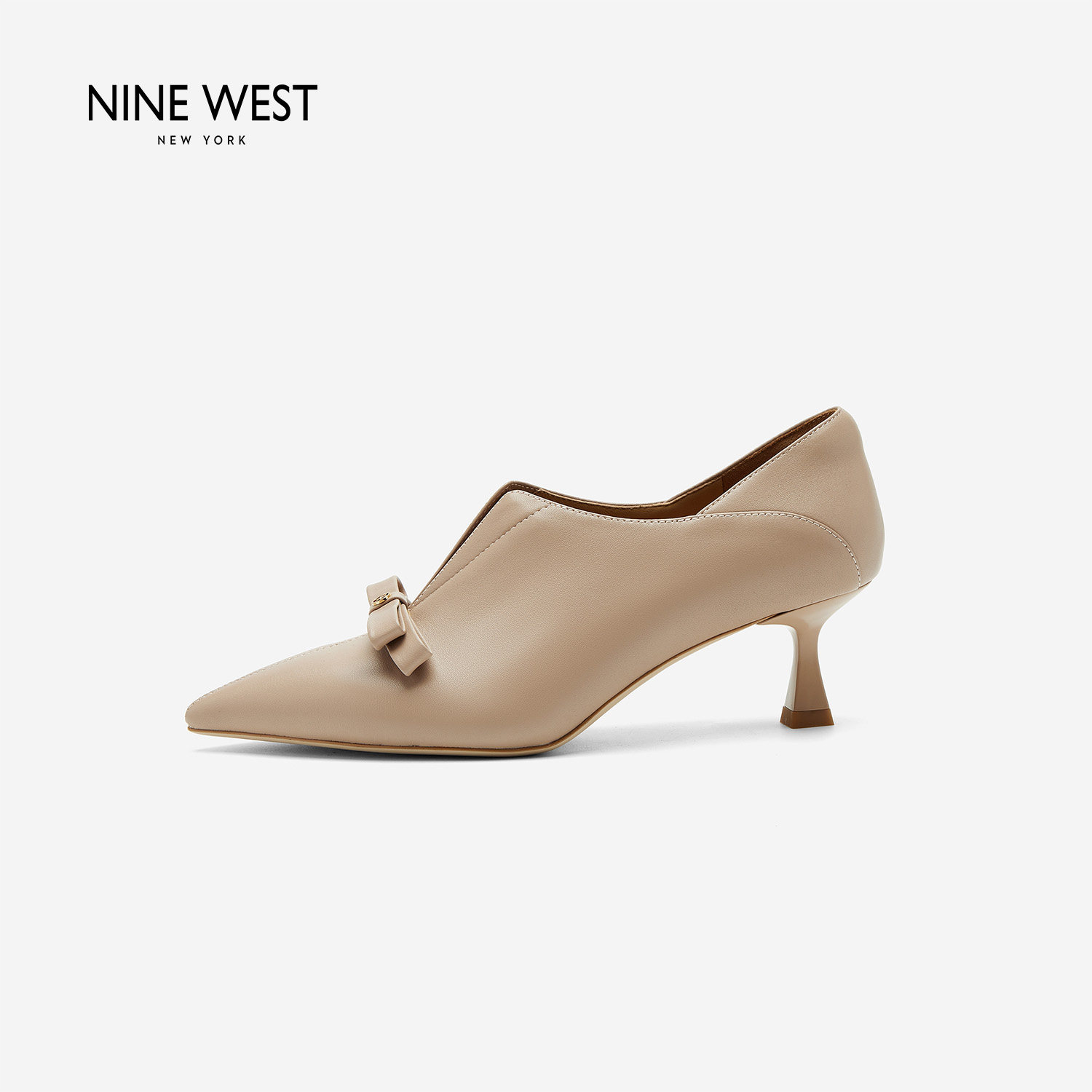 Nine West/玖熙2026年秋季新款尖头高跟鞋女蝴蝶结细跟深口单鞋女