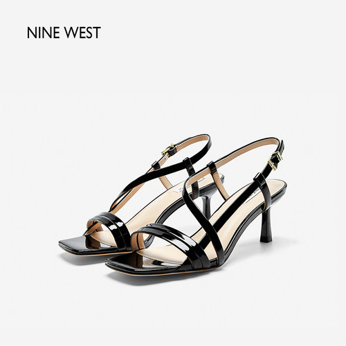 NineWest/玖熙凉鞋女高跟一字带