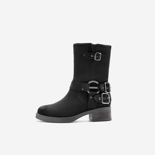NineWest/玖熙骑士靴女复古中靴