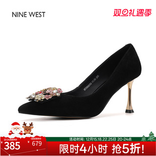 细跟单鞋 奥莱专供Nine 饰轻奢气质优雅时尚 玖熙皮彩色水钻装 West