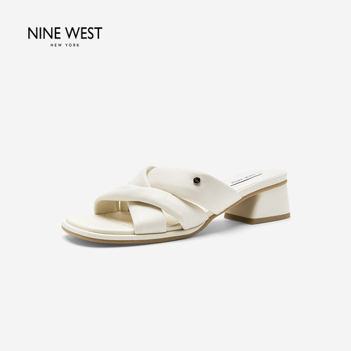 NineWest/玖熙交叉带高跟凉拖鞋