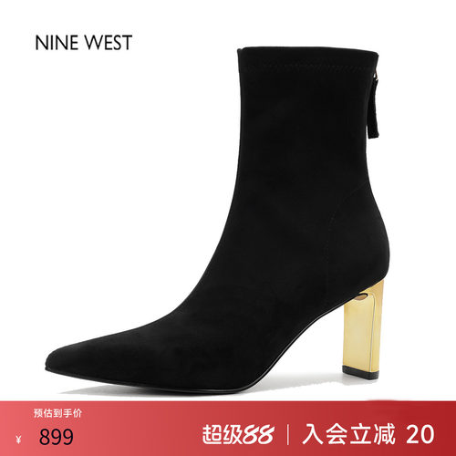 法式复古弹力高跟新款尖头黑色