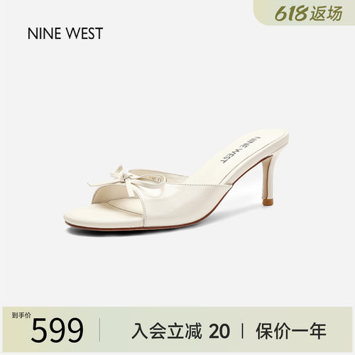玖熙新款蝴蝶结细跟高跟鞋凉拖