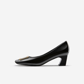 West 玖熙2025高跟鞋 女方头金属扣单鞋 奥莱专供Nine 粗跟通勤女鞋