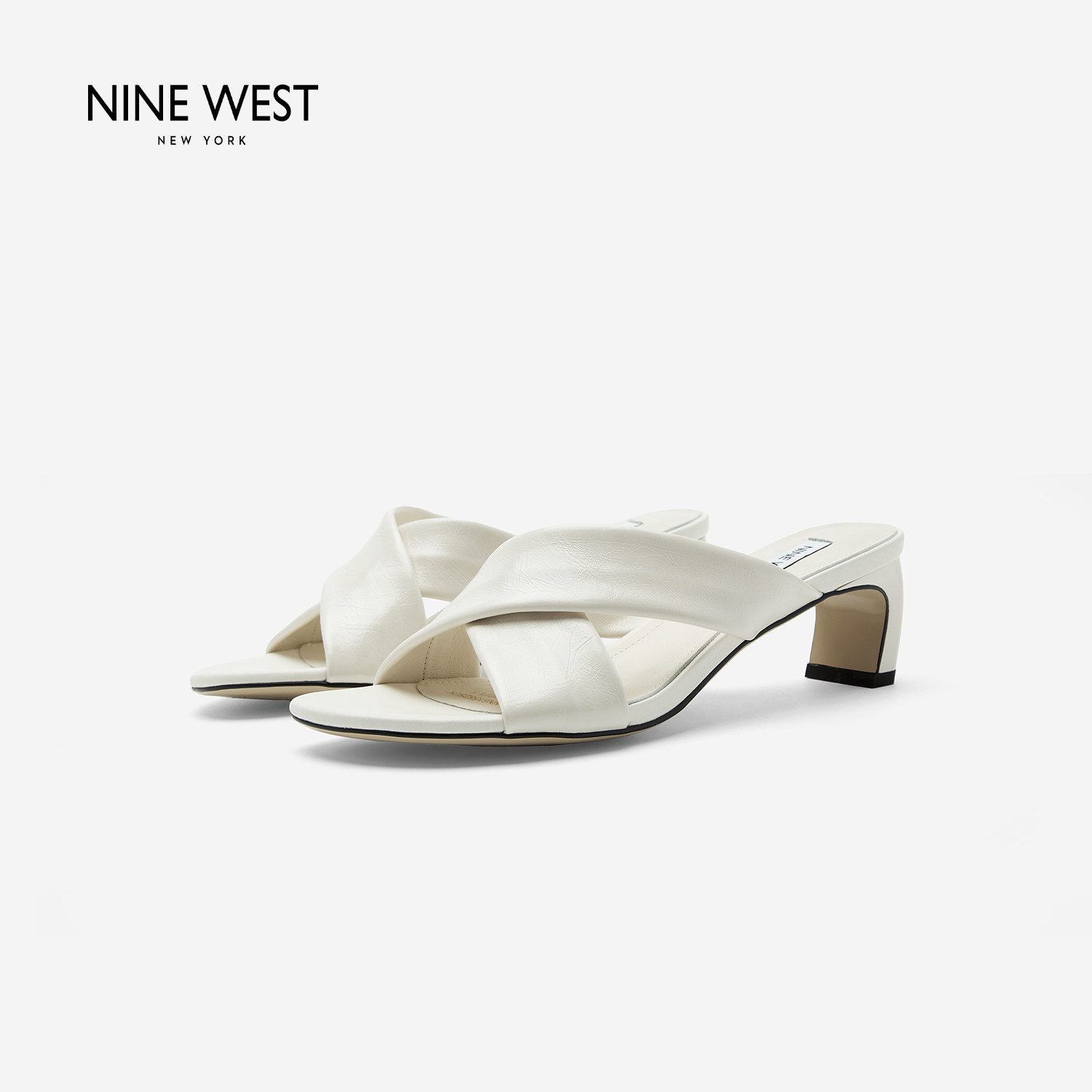 奥莱专供Nine West/玖熙2026年夏一字拖女鞋外穿交叉带高跟凉拖鞋