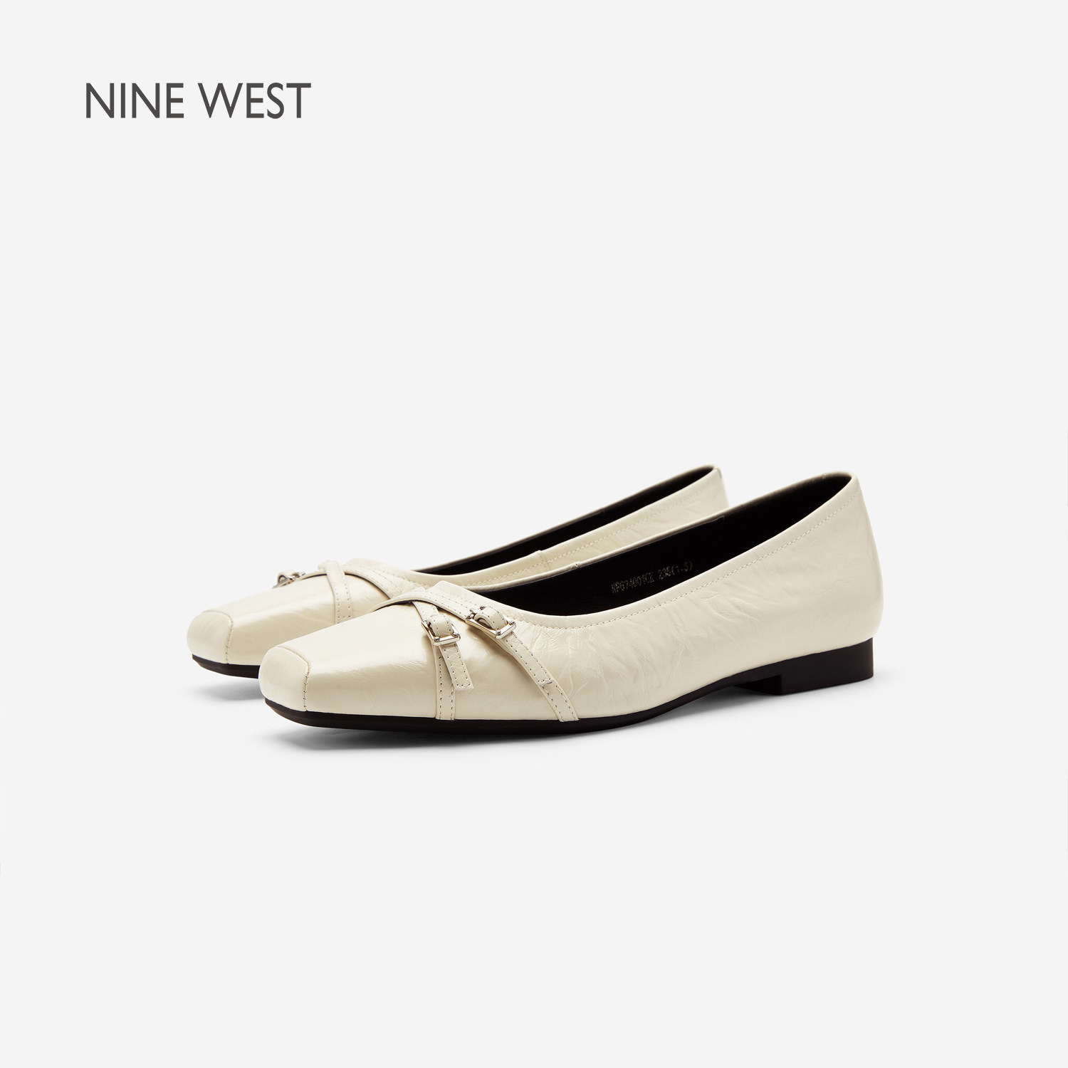 奥莱专供Nine West/玖熙方头蝴蝶结奶奶鞋女平跟通勤休闲浅口单鞋