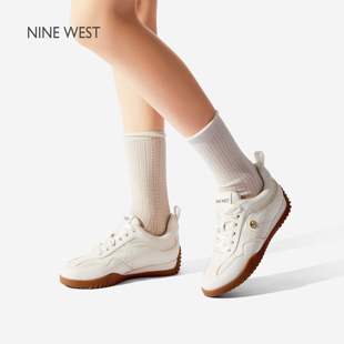 小白鞋 玖熙女鞋 2025秋冬新款 复古百搭休闲鞋 Nine 真皮德训鞋 West