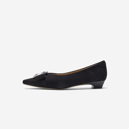 NineWest/玖熙羊反绒浅口单鞋女