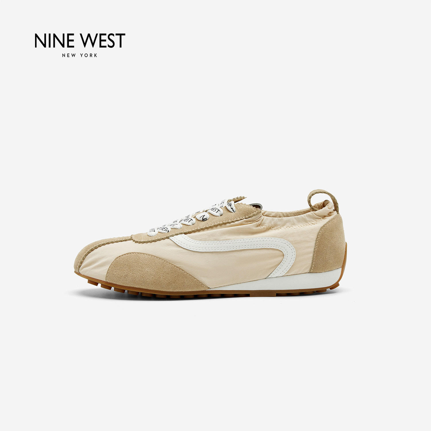 Nine West/玖熙2026年秋冬新款德训鞋女复古风拼接平底圆头休闲鞋