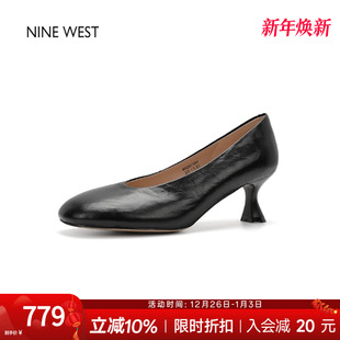 女细高跟通勤鞋 奥莱专供Nine 真皮浅口单鞋 玖熙圆头玛丽珍鞋 West
