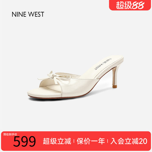 玖熙新款蝴蝶结细跟高跟鞋凉拖