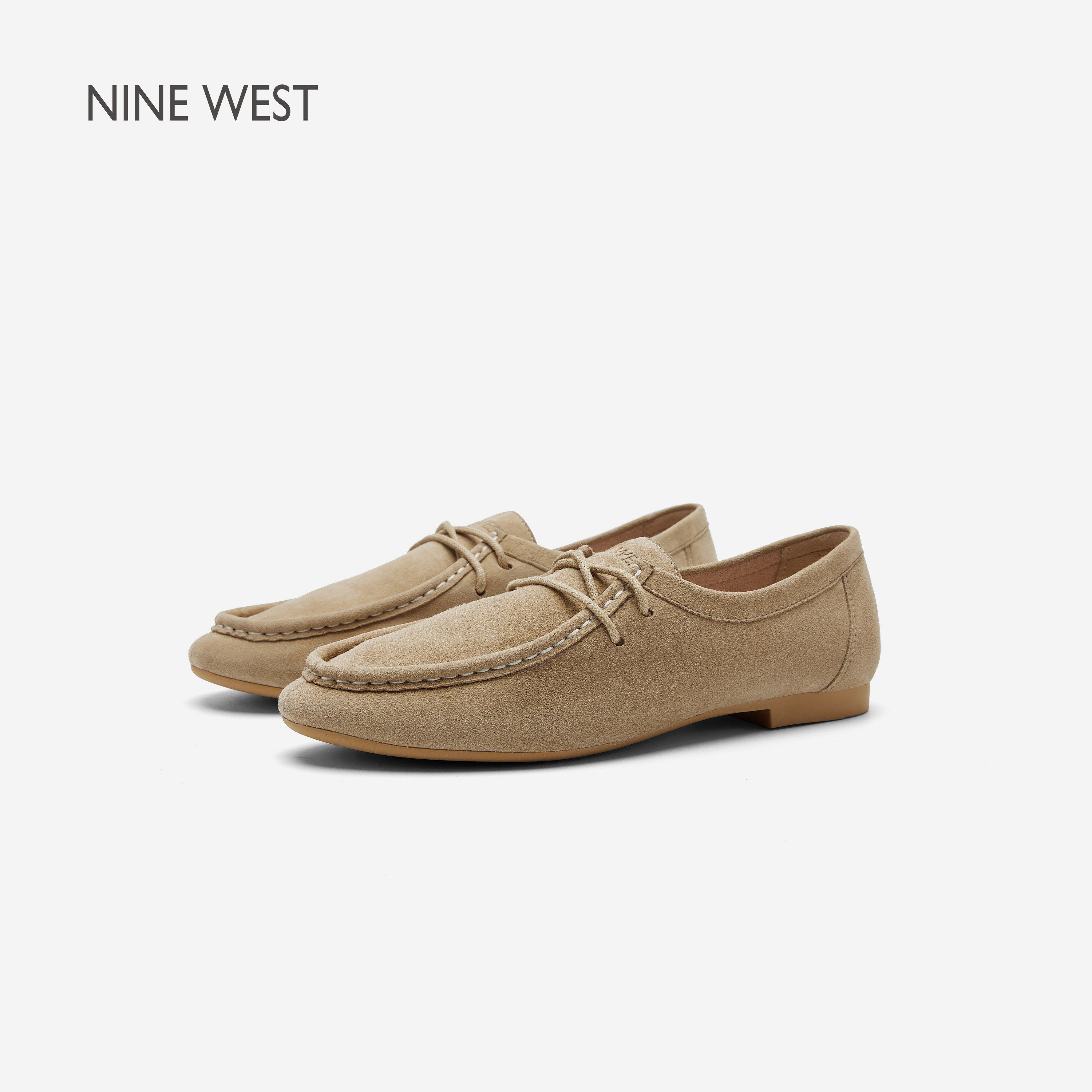 Nine West/玖熙羊反绒乐福鞋女2026春季新款豆豆鞋平底真皮单鞋,女鞋,乐福鞋（豆豆鞋）,淘宝优惠券,粉丝福利购,淘宝优惠卷