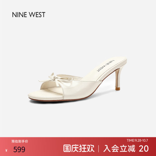 玖熙新款蝴蝶结细跟高跟鞋凉拖
