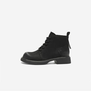 通勤短靴女靴 玖熙2025年马丁靴女圆头中跟时尚 奥莱专供Nine West