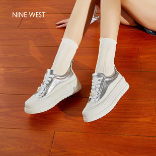 West 百搭运动休闲鞋 玖熙女鞋 女2025秋冬新款 增高厚底板鞋 Nine