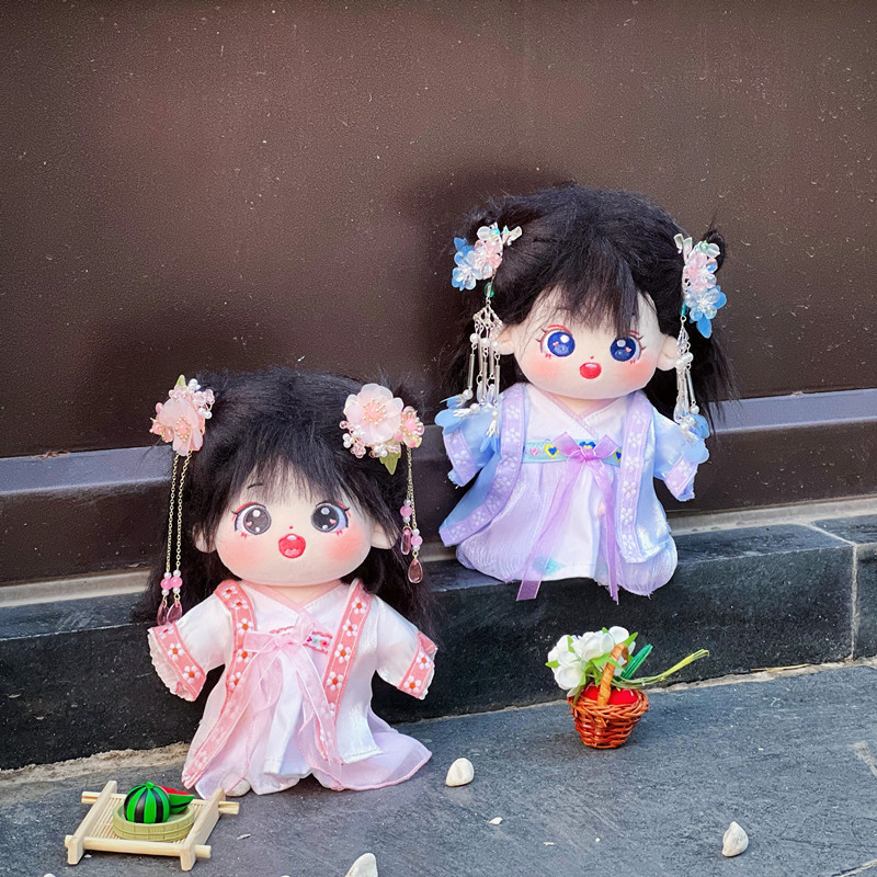 棉花娃娃娃衣女古风便宜汉服裙子20cm厘米玩偶连衣裙配饰发夹套装