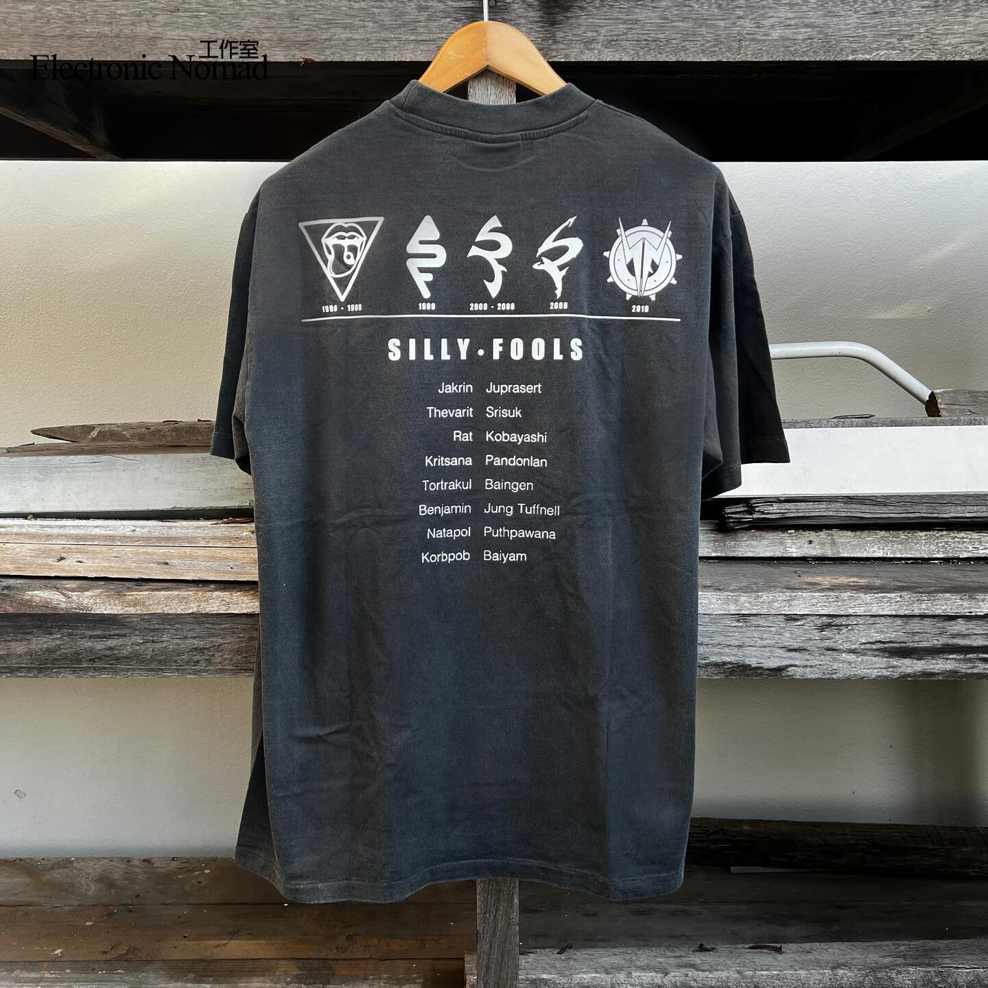 EN 워시드 마스터 타이 록 밴드 SILLY FOOLS 스트리트 뷰티 반팔 티셔츠