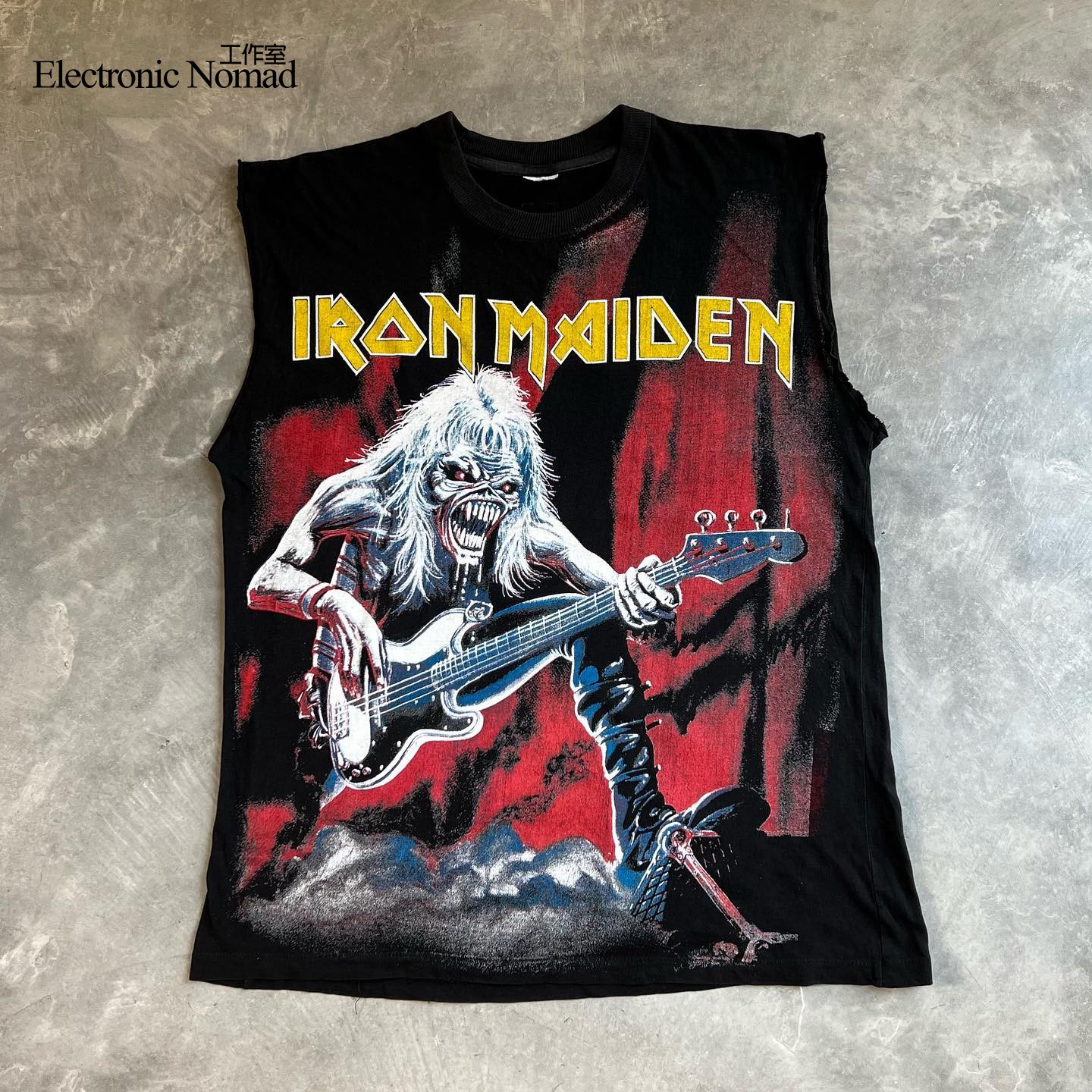 EN水洗大师摇滚乐队 Iron Maiden 铁娘子cut sleeve 210克砍袖T恤
