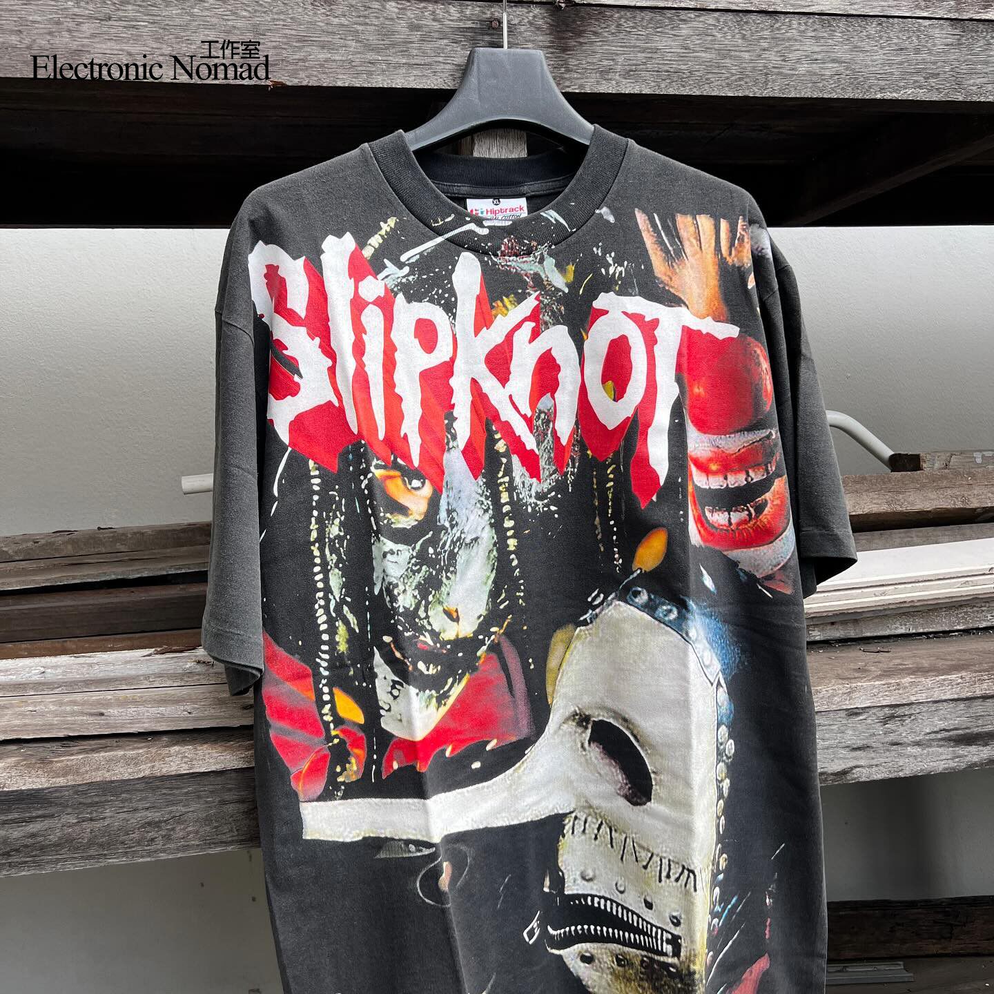 EN 워시드 마스터 SLIPKNOT SLIPKNOT 뻣뻣한 레트로 짧은 셔츠 반팔 티셔츠 다재다능한 스타일