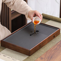 柯木茗鑰功夫茶盤新中式簡(jiǎn)約實(shí)木茶海茶具瀝水托盤家用蓄排水干泡