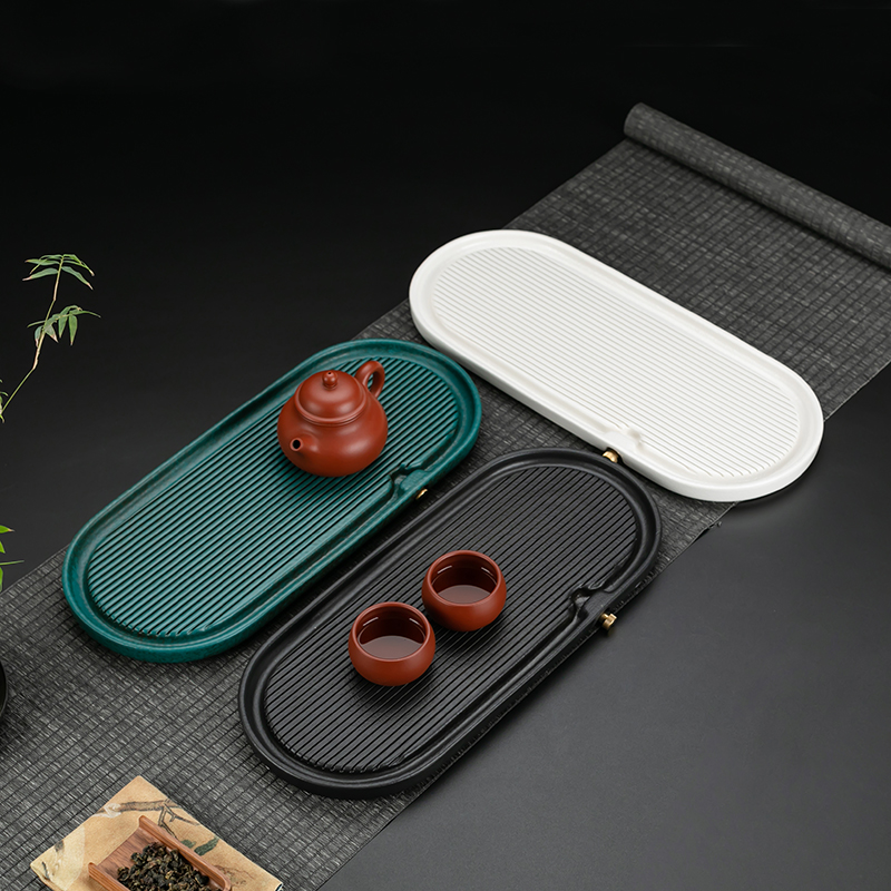 窑变陶干泡盘家用功夫茶盘陶瓷茶海茶台茶具托盘排水式沥水盘小号