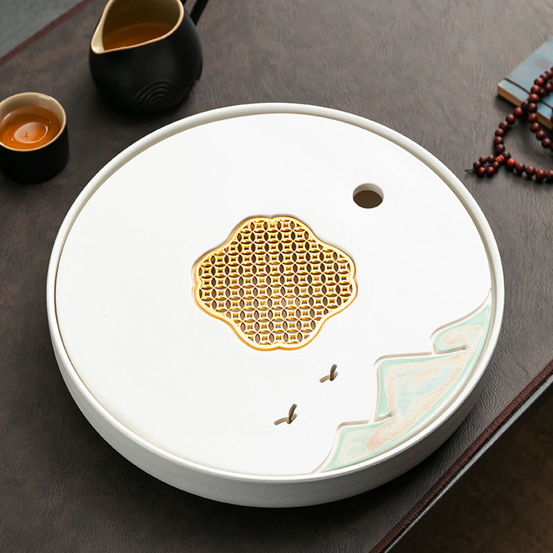 陶瓷圆茶台轻奢茶盘小型
