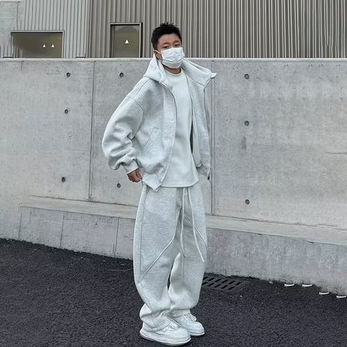 运动连帽卫衣外套长裤大码套装