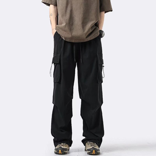 胖人工装裤显瘦宽松阔腿直筒裤