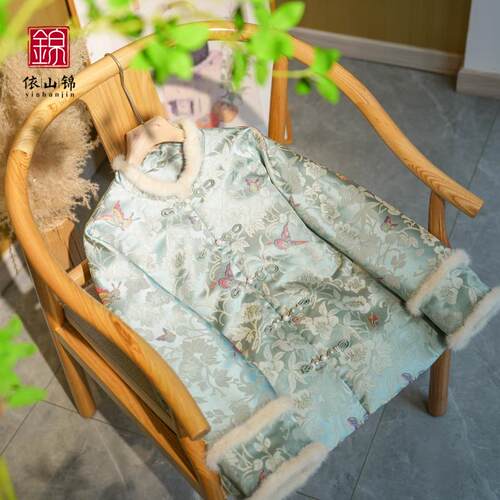 【断码特价】蝶舞翩翩桑蚕丝新中式国风羽绒服24W0387