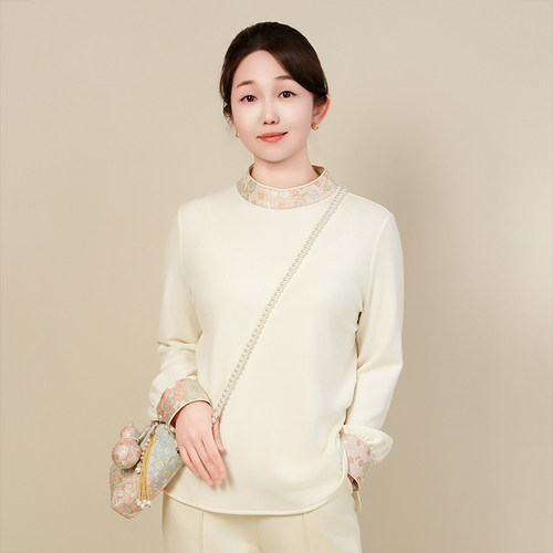 依山锦国风羊绒桑蚕丝内搭打底衫