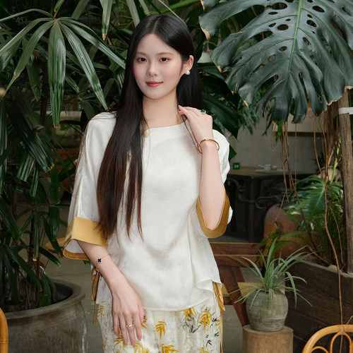 水云间桑蚕丝国风花萝新中式衬衫