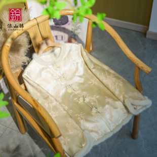 冬季 100桑蚕丝新中式 国风棉服外套提花水貂毛小棉袄 等烟雨