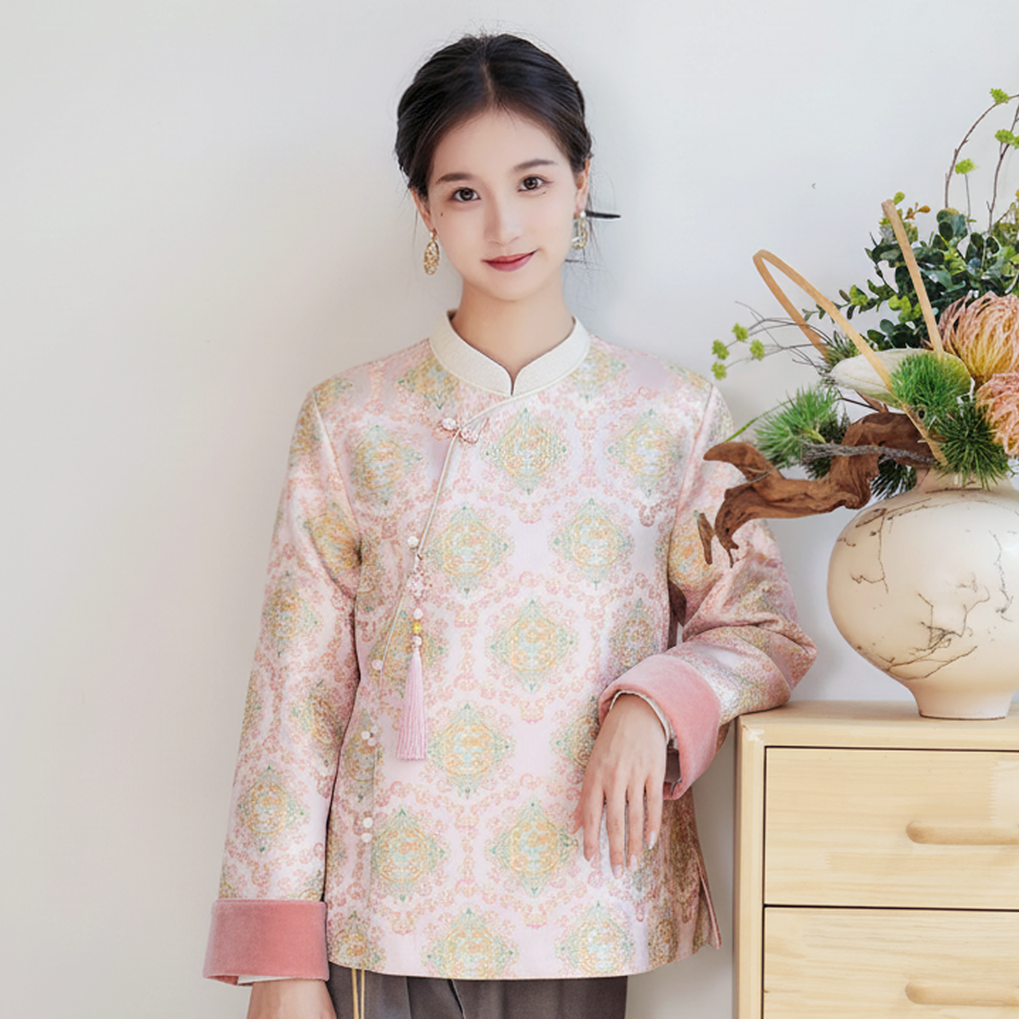 依山锦国风新中式宋锦桑蚕丝真丝厚外套上衣衬衫刺绣衬衣棉服棉袄,女装/女士精品,汉服上装,淘宝优惠券,粉丝福利购,淘宝优惠卷